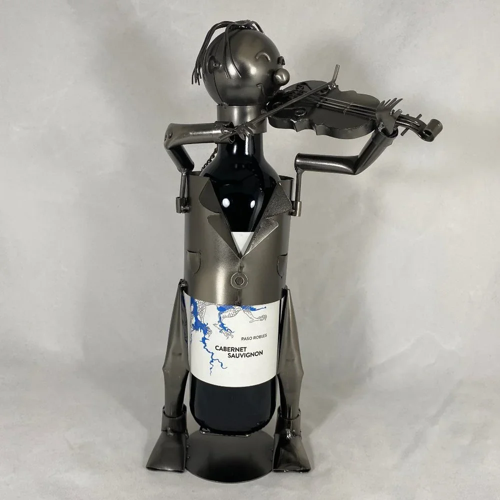 Violinist Metal Wine Bottle Holder